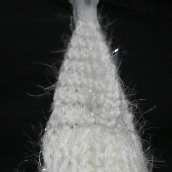 White knit scarf with shiny eyelash knit fibers, GUC - Picture 7 of 10